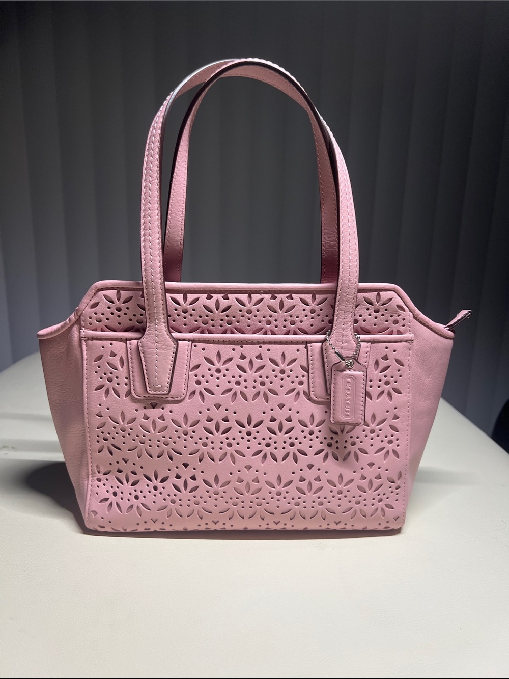 Coach Pink Laser-Cut Leather Tote